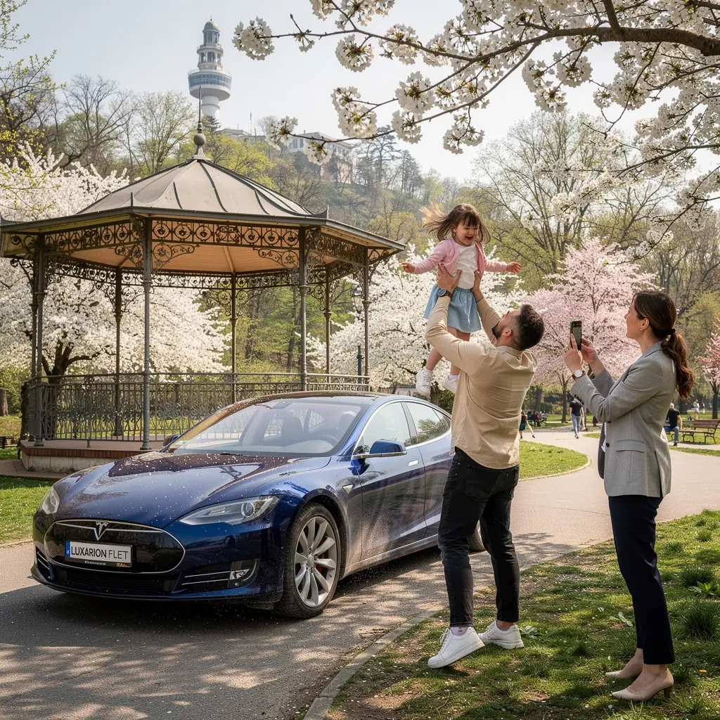 Detailní pohled na interiér prestižního automobilu s koženými sedadly.